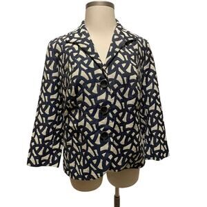 Lafayette Size 16 Navy Print Jacket